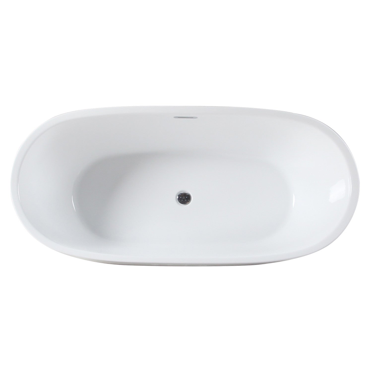Aqua Eden 67-Inch Freestanding Acrylic Oval Bathtub with Drain - Glossy White - Double Ended Soaking Tub for Luxury Bathrooms & Spa Retreats