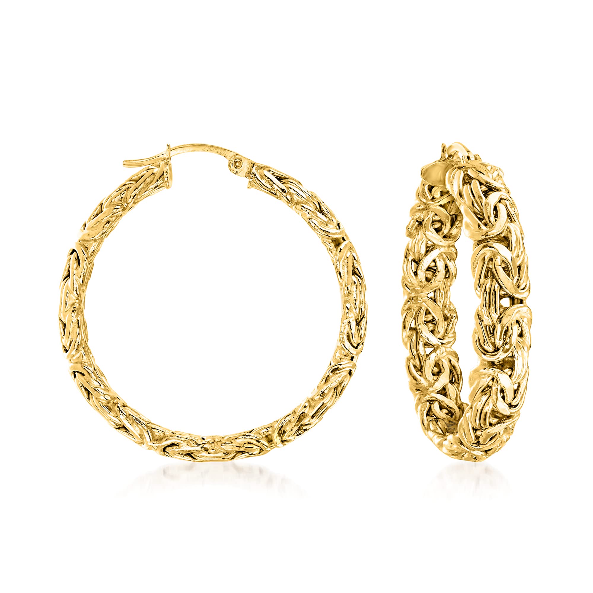 18kt Gold Over Sterling Silver Large Byzantine Hoop Earrings for Women - Elegant Dangle Earrings for Parties, Weddings & Everyday Wear | Ross-Simons Jewelry