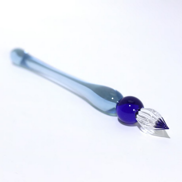 Japanese Glass Dip Pen - Short Blue Calligraphy Pen for Handwriting & Art - Perfect Gift for Writers, Artists & Stationery Lovers - Ideal for Journaling, Lettering & Creative Projects