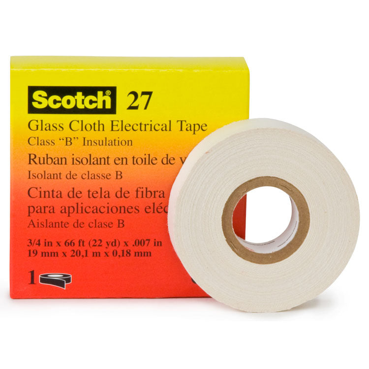 3M 15074 3/4 Inch x 66 Feet Single Sided Glass Cloth Tape - High Temperature Resistant for Electrical Insulation, HVAC, and Automotive Repairs