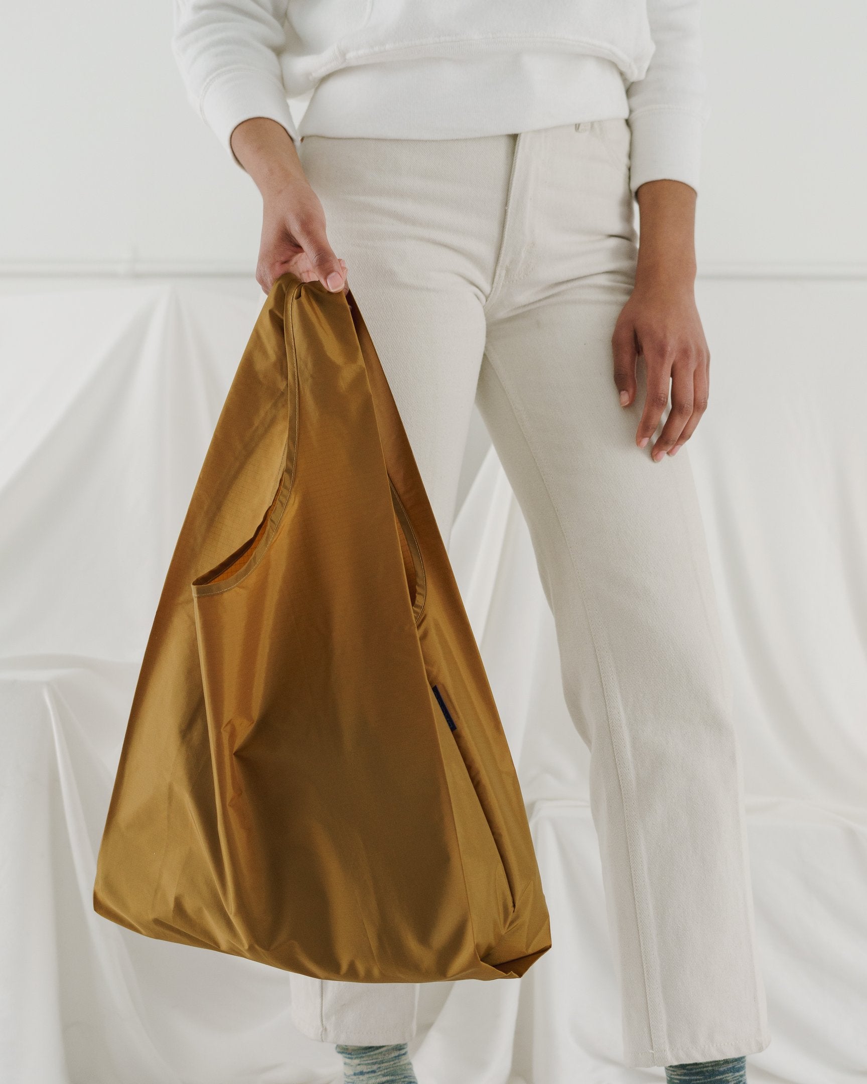 Baggu Standard Reusable Shopping Bag - Eco-Friendly Foldable Tote for Groceries, Beach & Travel - Bronze