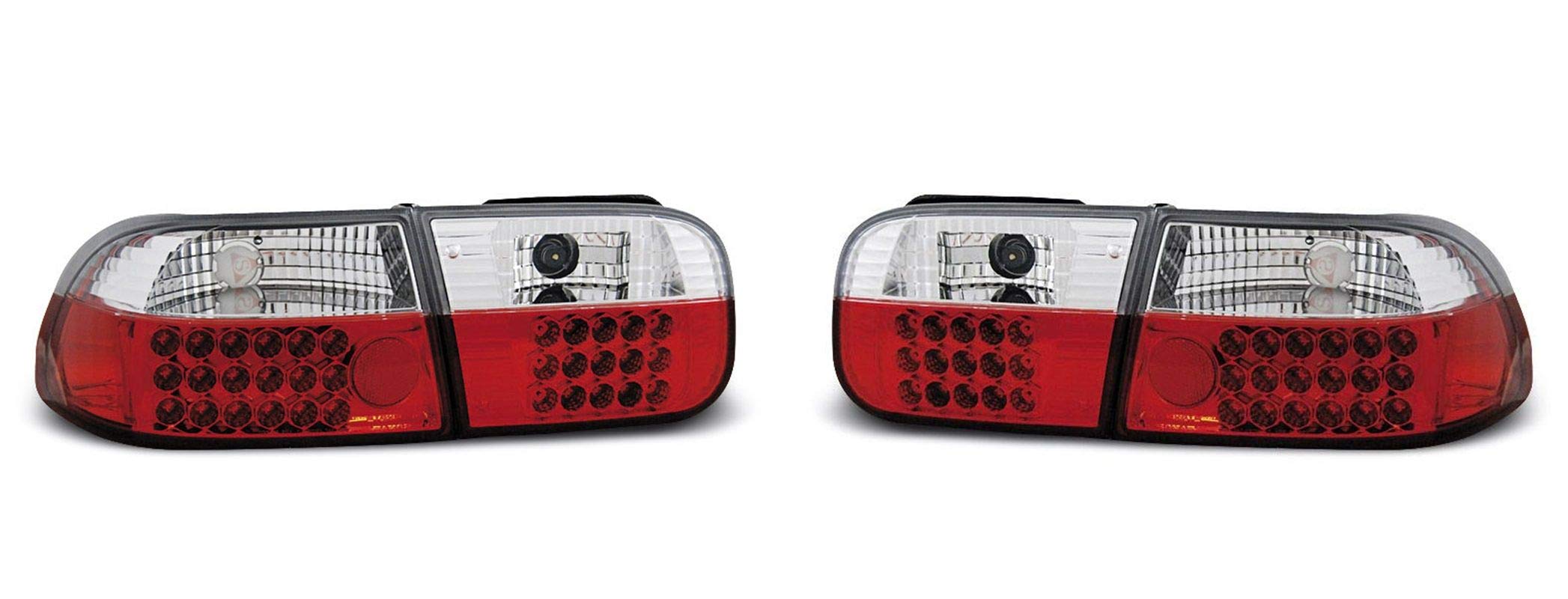 LED Tail Lights for Honda Civic 1991-1995 Coupe/Sedan - GV-801 Red/White Tail Light Assembly (1 Pair) - Complete Set for Driver & Passenger Side - Perfect for Night Driving & Car Customization