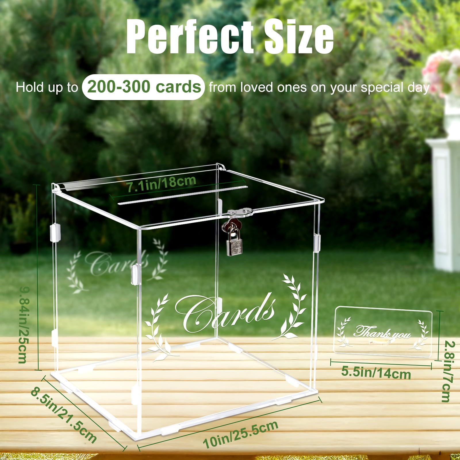 Clear Acrylic Card Box with Lock - Gift Card Holder for Wedding, Anniversary, Birthday & Graduation | Money Box for Reception, Bridal Shower & Rustic Decorations | Perfect for Party Favors & Cash Gifts