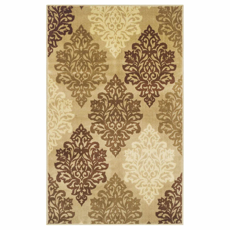 Danvers Contemporary Floral Damask Indoor Area Rug - Soft Non-Slip Living Room Carpet for Bedroom, Dining Room & Home Decor
