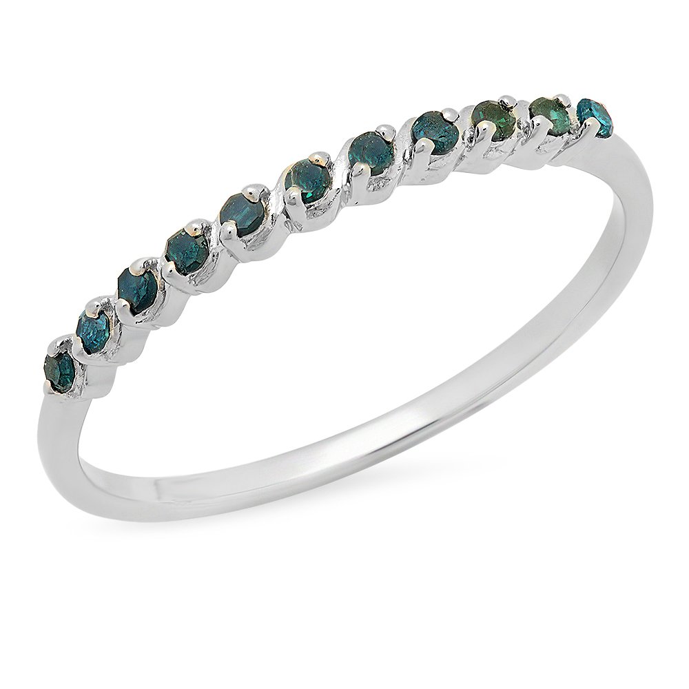 Dazzlingrock 0.12 Carat (ctw) Sterling Silver Stackable Wedding Band Ring for Women - Anniversary, Engagement, Bridal Jewelry Gift - Perfect for Stacking, Everyday Wear & Special Occasions