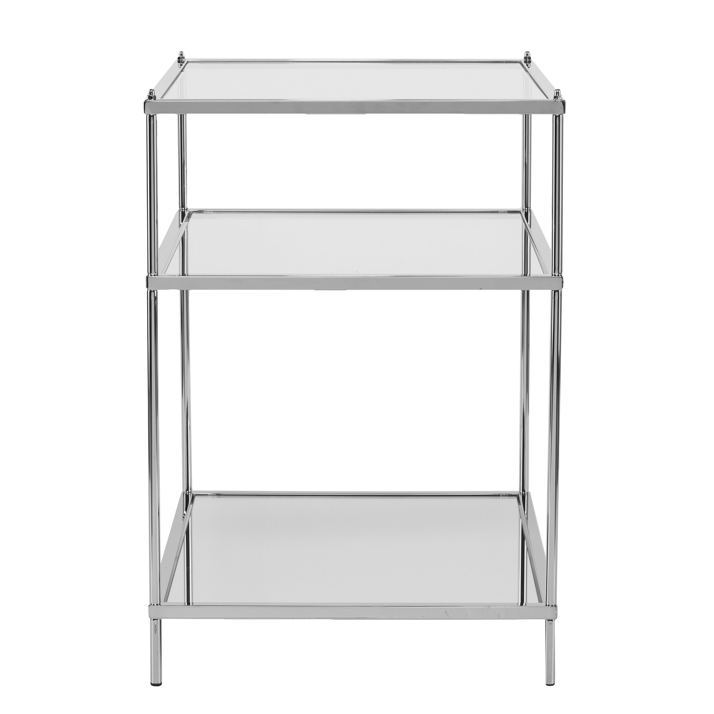 SEI Furniture Knox Glam Mirrored Side Table - Chrome Finish - Elegant Nightstand for Bedroom, Living Room, or Entryway Decor