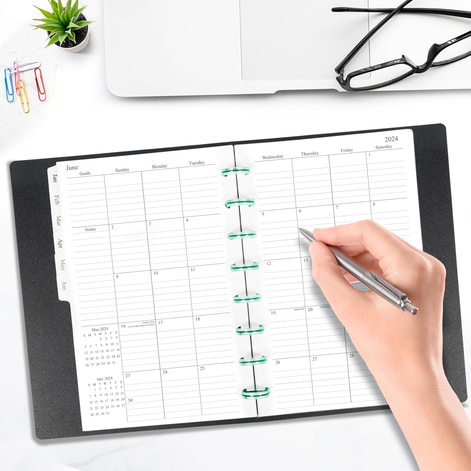 2024-2025 Monthly Planner Refill Inserts for 11-Disc Discbound Planner - 8.5