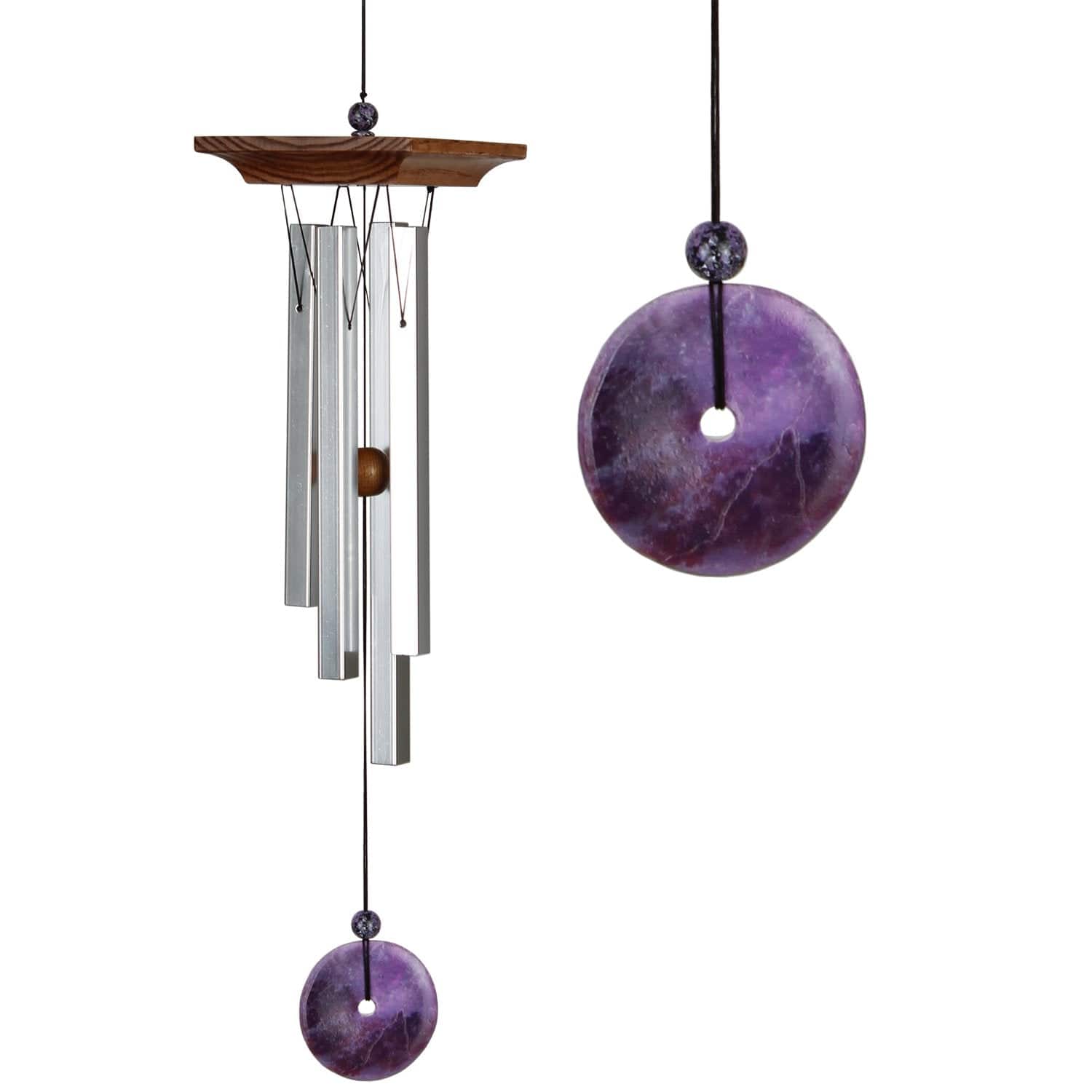 Natural Amethyst Crystal Wind Chime - Handcrafted Healing Stone Decor for Home, Garden & Meditation | Perfect for Outdoor Relaxation & Feng Shui