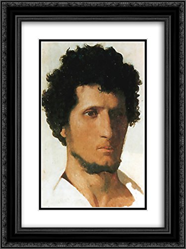 Jean Leon Gerome Roman Campagna Peasant Head 18x24 Black Ornate Framed Art Print - Double Matted Museum Quality Wall Decor for Living Room, Office & Gallery Display