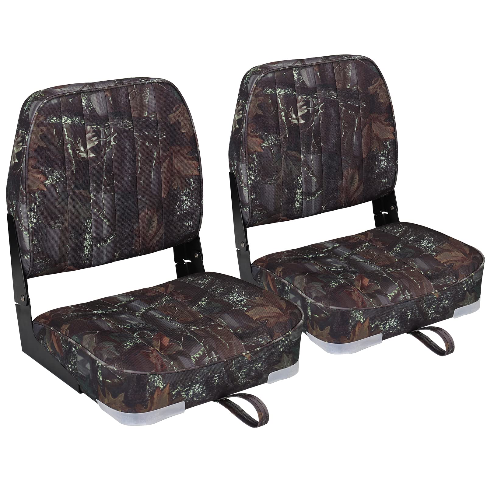 Leader Accessories Low Back Folding Boat Seats (2-Pack) - Comfortable Marine Chairs for Fishing Boats, Pontoon & Deck Use