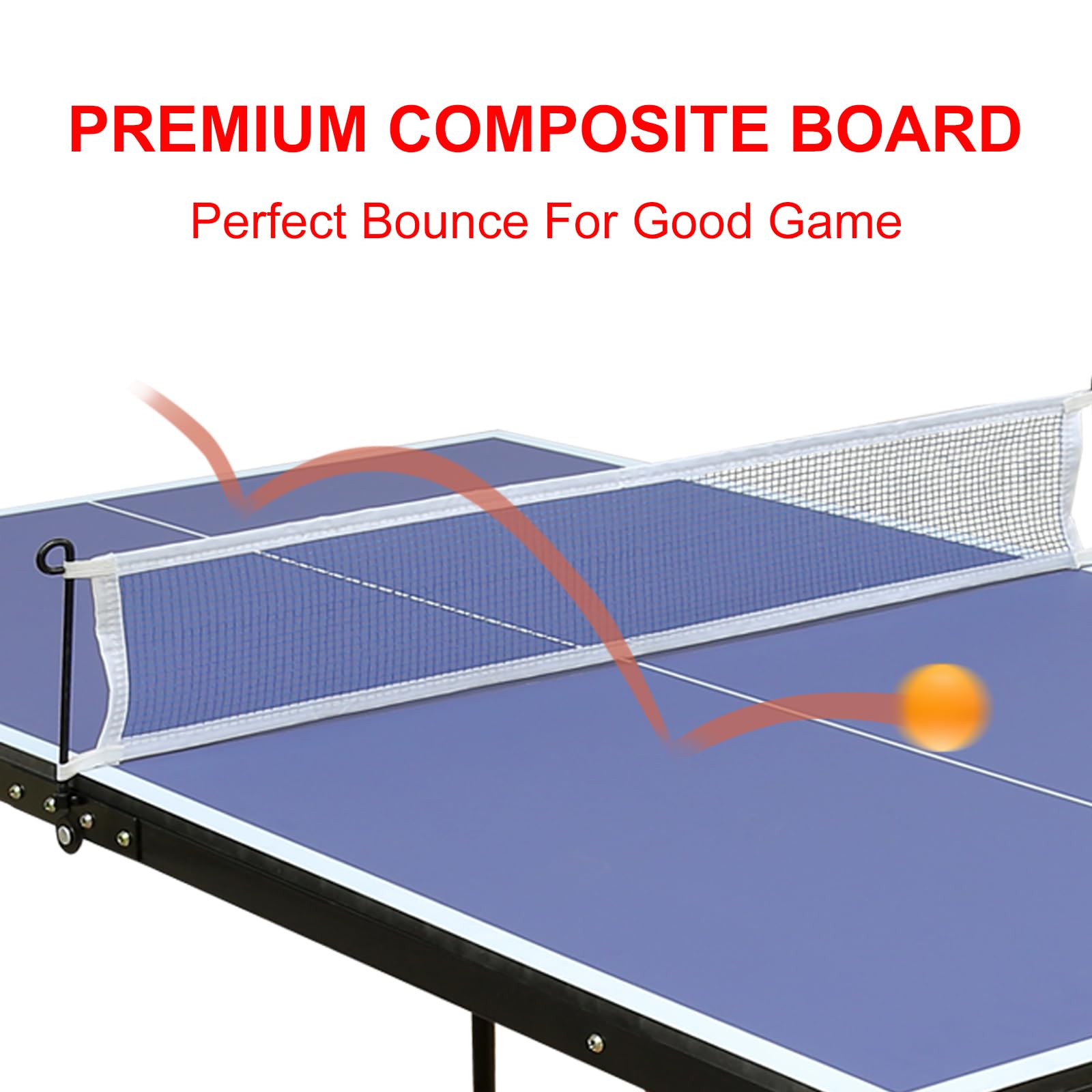 4.5ft Foldable & Portable Mid-Size Ping Pong Table Set with 2 Paddles & 3 Balls - Indoor/Outdoor Use for Home, Office, Backyard, and Recreation Centers