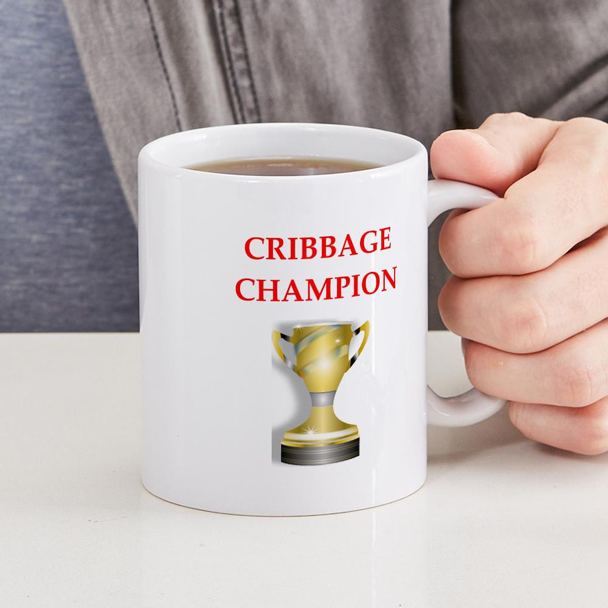 CafePress 11 oz (325 ml) Ceramic Coffee Mug with Cribbage Joke Design - Perfect for Coffee Lovers, Game Nights & Gifts