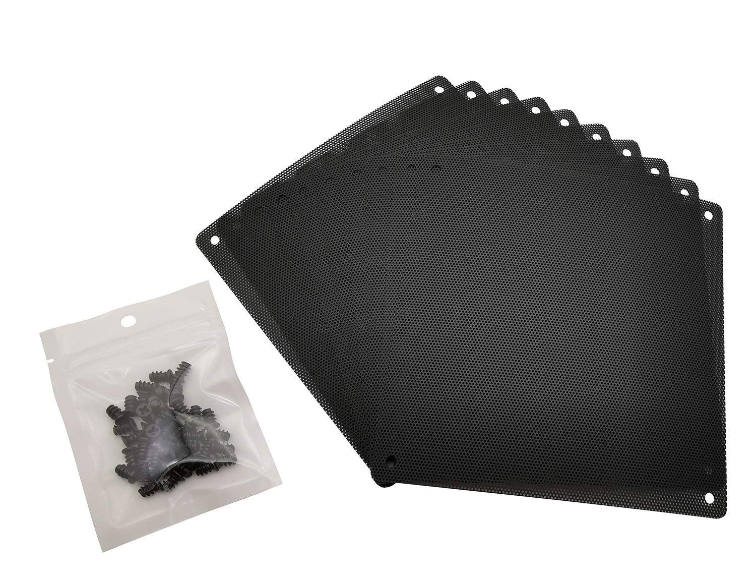 120mm PC Computer Case Fan Dust Filter Screen - Ultra Fine PVC Mesh Dustproof Cover with Screws (Black, 10 Pack) | Perfect for Gaming PC, Desktop Computer & Server Cooling System Protection