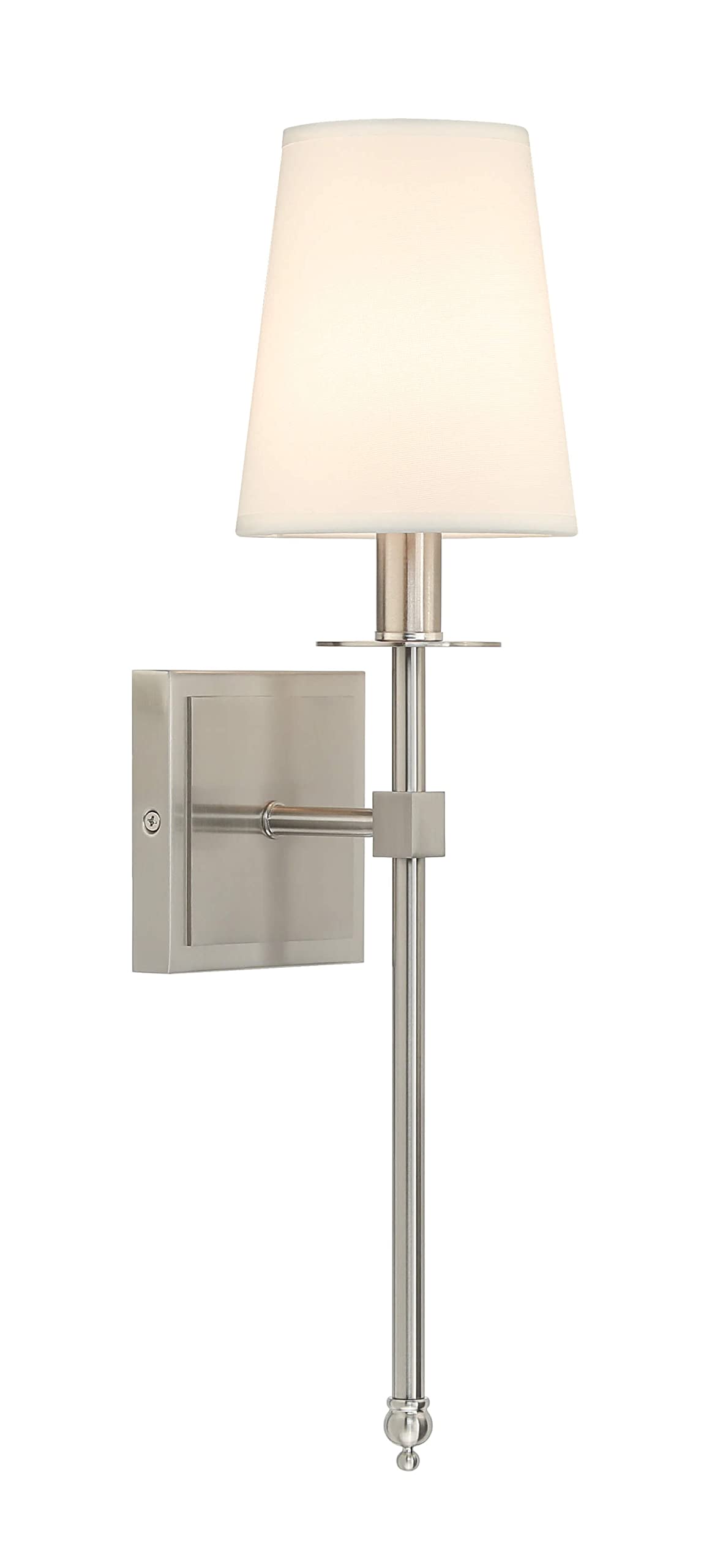 XiNBEi Modern Wall Sconce Light Set of 2 - Flared Fabric Shade Bedside Lamp with Brushed Nickel Finish for Bedroom, Bathroom & Living Room | Perfect for Reading Nook, Vanity Mirror Lighting & Cozy Ambiance