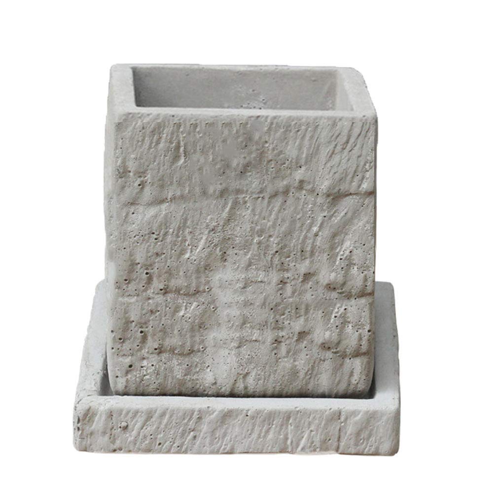 DOITOOL Modern Small Cement Bonsai Planter with Drainage Tray - Succulent Flower Pot for Home Decor, Office Desk, Garden & Indoor Plants