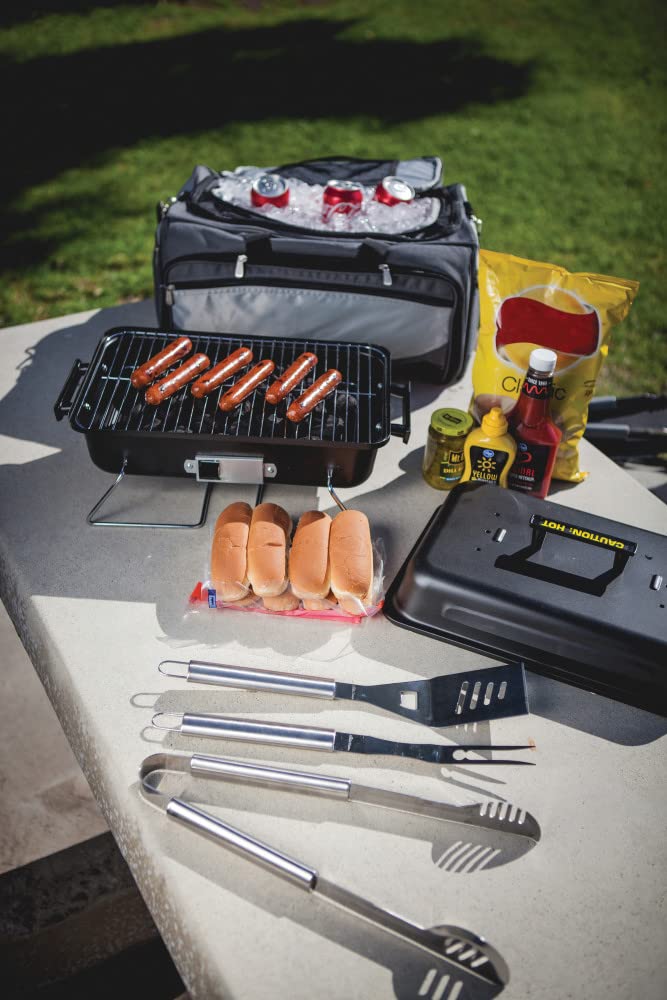 PICNIC TIME NCAA Unisex-Adult Portable Charcoal Grill & Cooler Tote - Perfect for Tailgating, Beach Parties, Camping and Outdoor BBQs