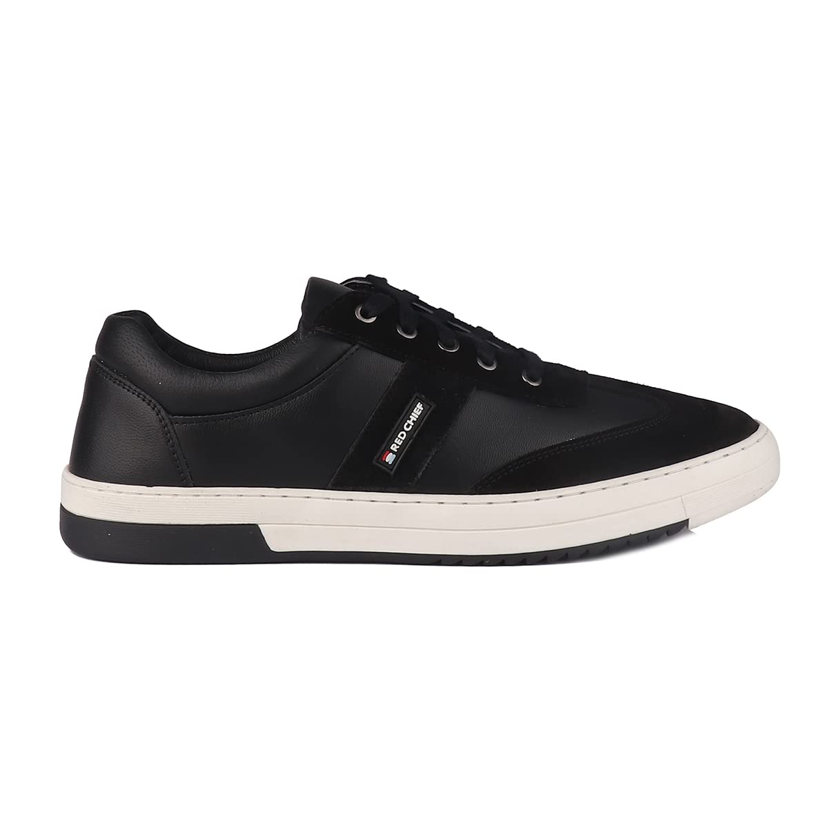 Red Chief Men's Black Leather Sneakers - Comfortable & Stylish Casual Shoes for Walking, Travel & Everyday Wear