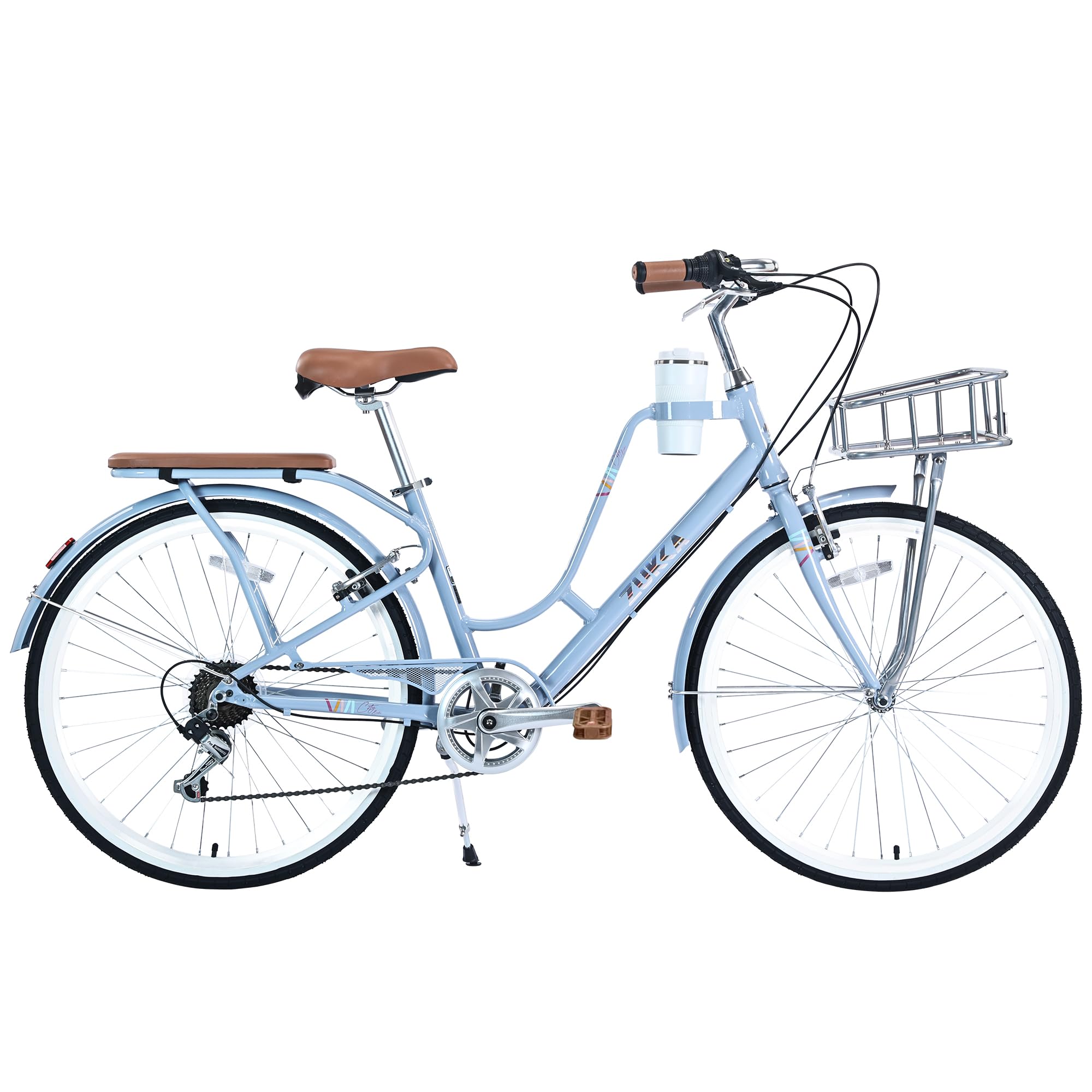 26 Inch Women's Bike - 7 Speed Twist Shifter, Steel Frame, Adjustable Seat - Perfect for Commuting, Exercise & Leisure Riding - Comfortable Bicycle for Women & Adults