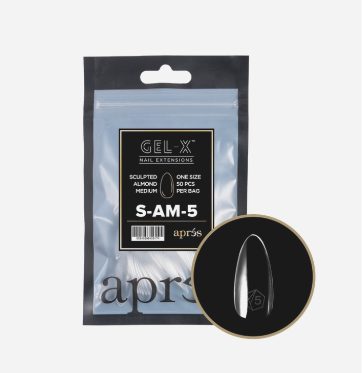 Apres Gel X Refill Tips 2.0 (50pcs) - Sculpted Medium Almond Nail Extensions for Professional & DIY Gel Manicures | Perfect for Salon, Home Use & Special Occasions