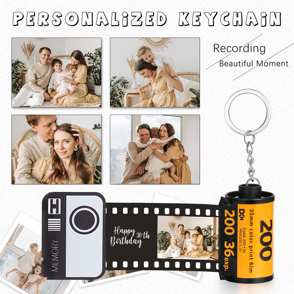 Custom Photo Keychain - Personalized Camera Film Roll Keychain with Picture Insert | Unique Memory Gift for Friends, Family & Couples | Perfect for Birthdays, Anniversaries & Special Occasions