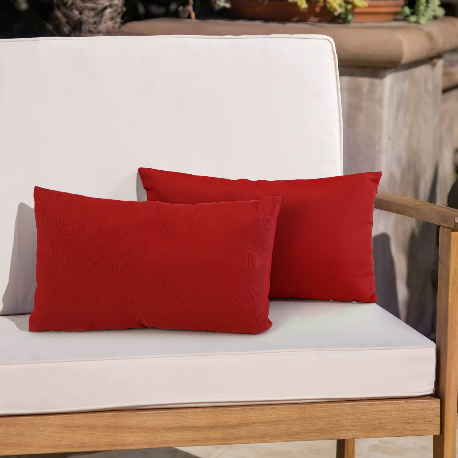 Waterproof Outdoor Lumbar Pillows Set of 2 (12x20 inch) with Inserts - Durable Patio Cushions for Garden, Poolside & Deck Furniture - Perfect for Outdoor Living Spaces & Backyard Decor