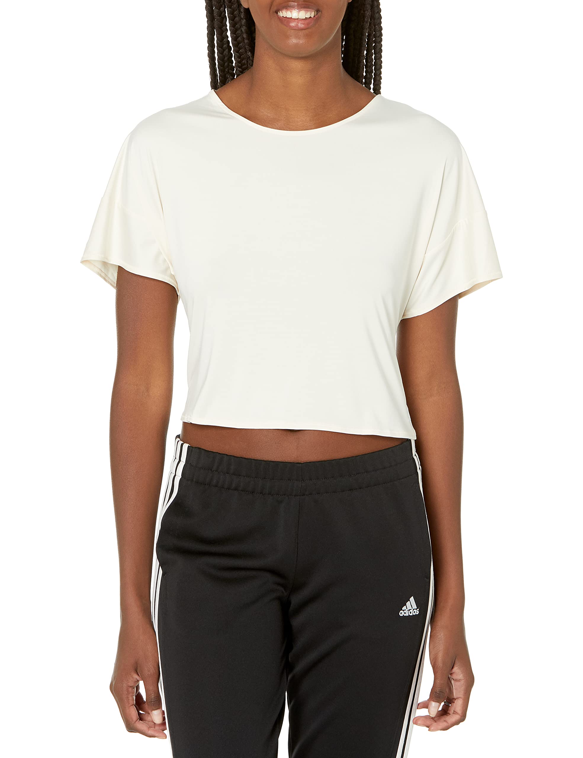Adidas Women's Studio Backless Tee - Comfortable Workout Tank Top for Yoga, Gym & Running | Breathable Athletic Shirt for Women's Fitness & Activewear