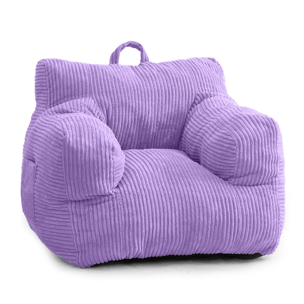 MAXYOYO Kids Bean Bag Chair - Corduroy Bean Bag Couch with Armrests for Children's Room, Playroom & Bedroom - Dark Purple Comfortable Seating for Reading, Gaming & Relaxing