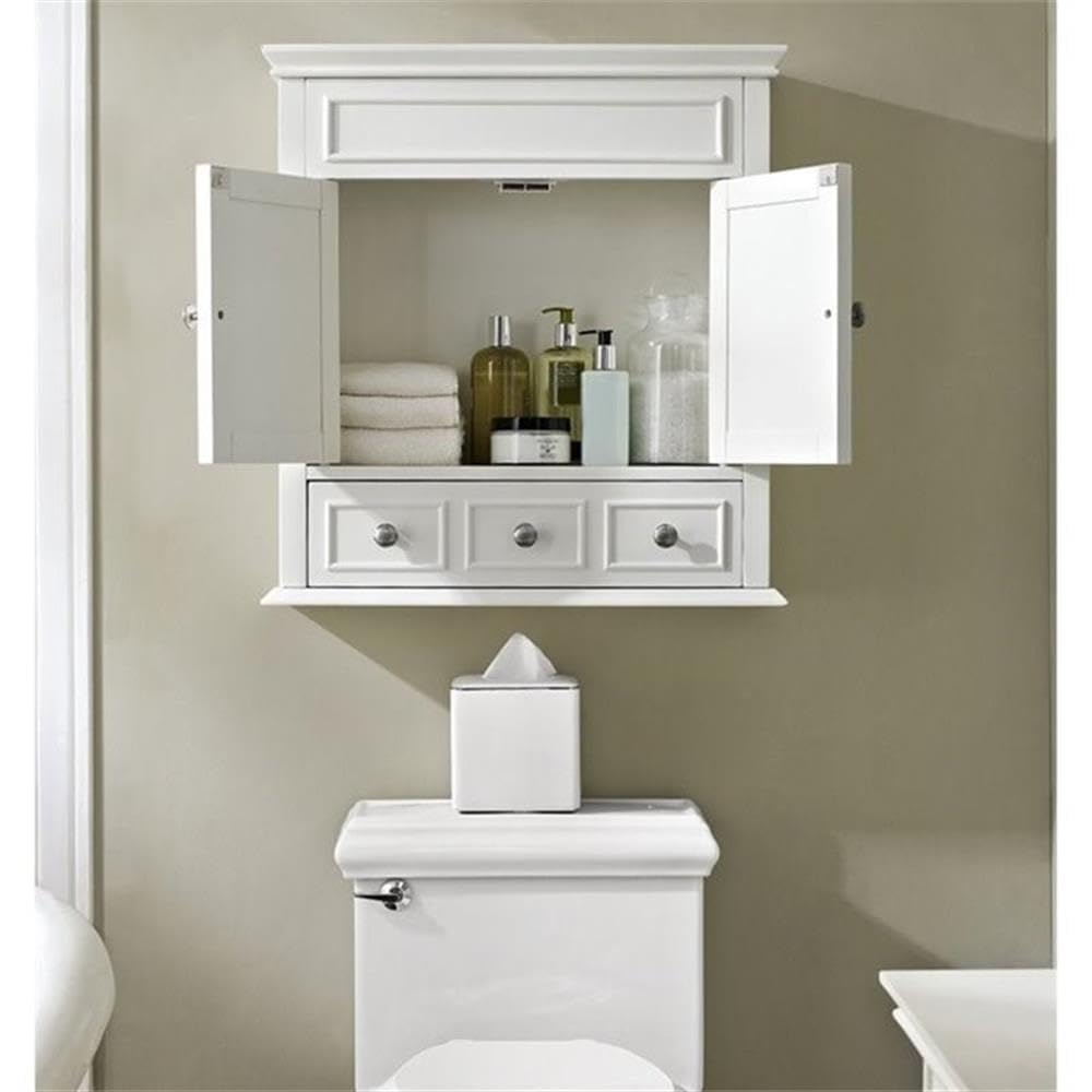 Pemberly Row White Medicine Cabinet - Wall Mounted Bathroom Mirror with Storage for Toiletries & Essentials | Perfect for Bathroom, Vanity, and Home Organization
