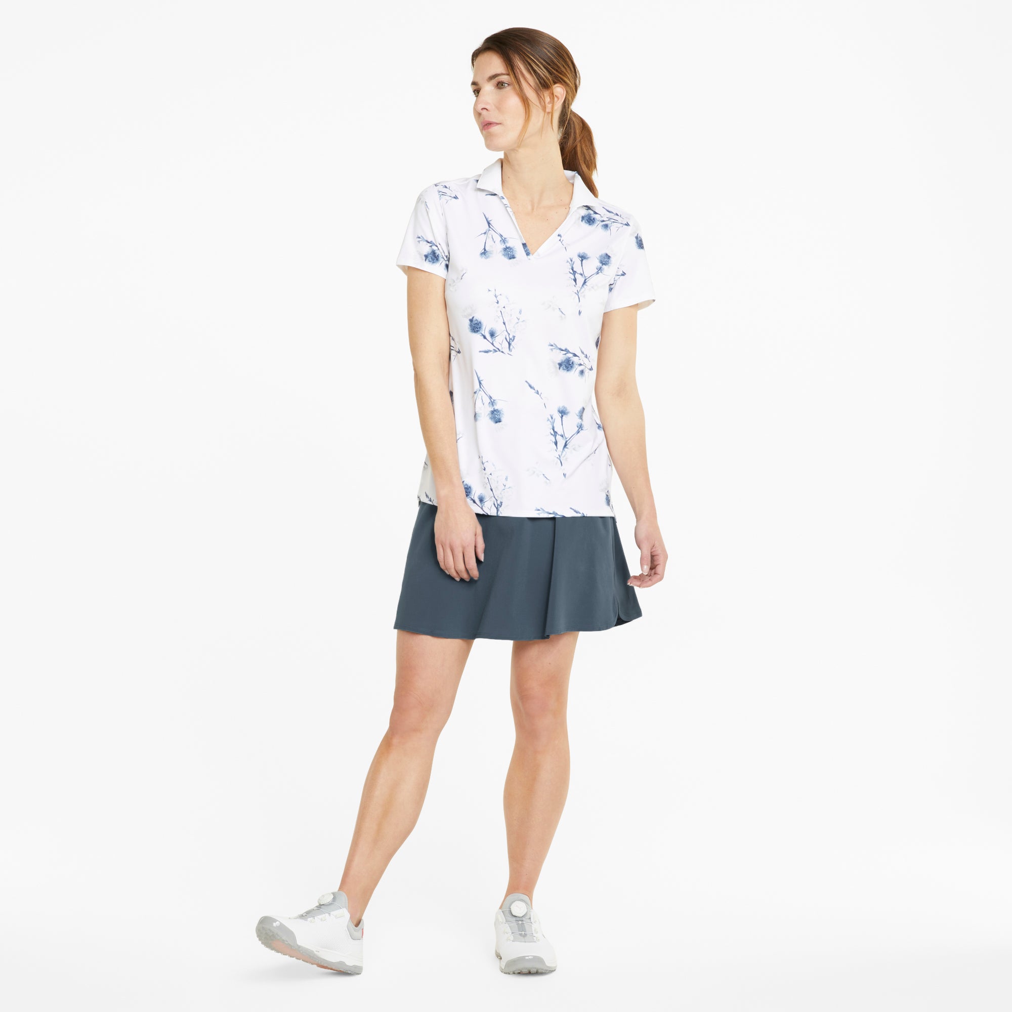 PWRSHAPE Women's Solid Golf Skirt - High Waist Athletic Tennis Skirt with Pockets for Golf, Tennis & Running - Comfortable Stretchy Workout Skirt for Women