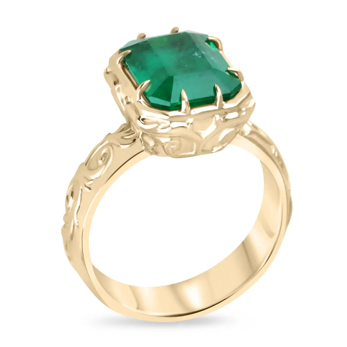 3.90ct Emerald Cut Solitaire Engagement Ring - AAA Quality Rich Green Gemstone for Women, Perfect for Proposals, Anniversaries & Special Occasions