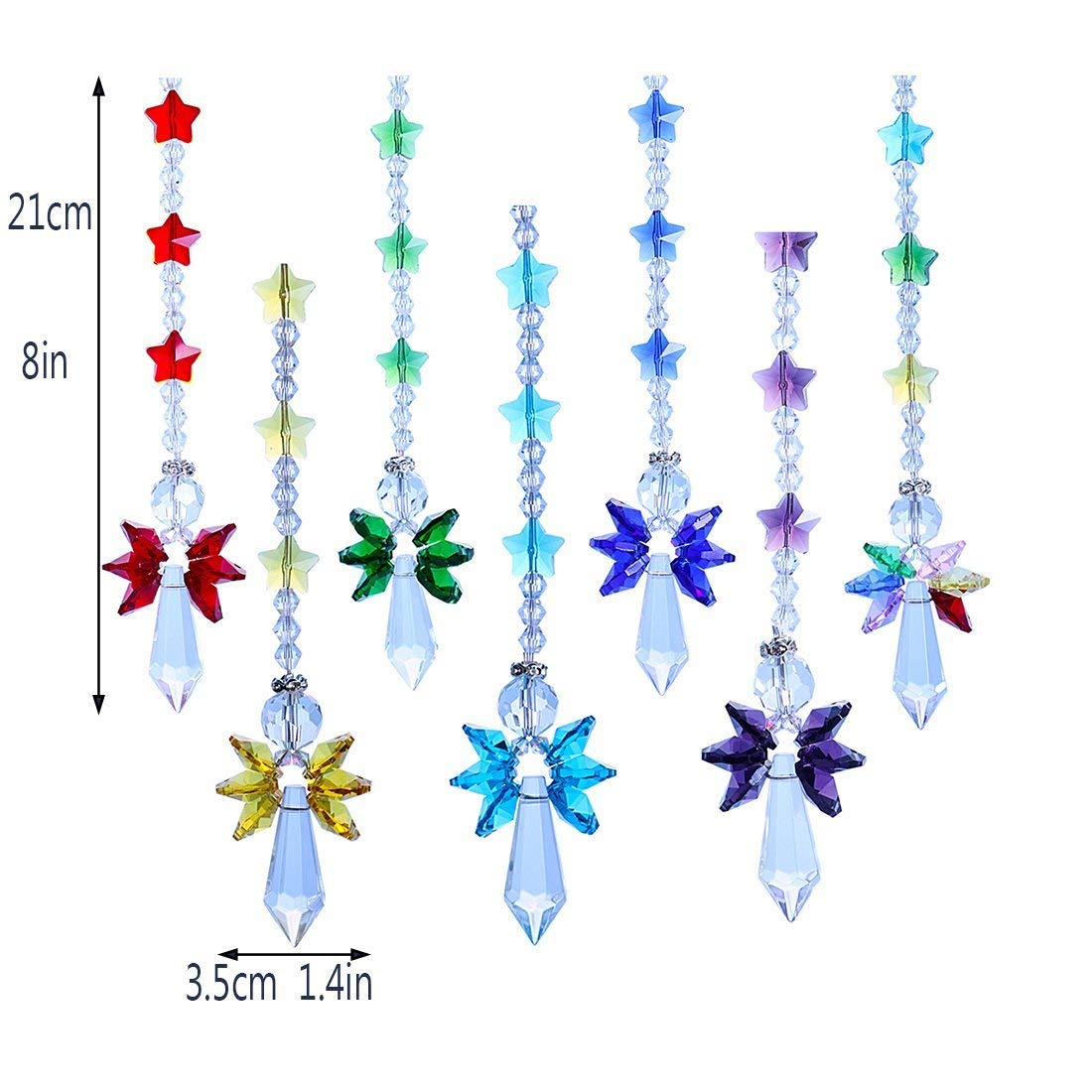 7-Piece Crystal Glass Guardian Angel Rainbow Maker Sun Catcher Set - Handmade Suncatchers for Windows, Gifts & Home Decor - Create Stunning Rainbows in Your Living Room, Bedroom or Garden