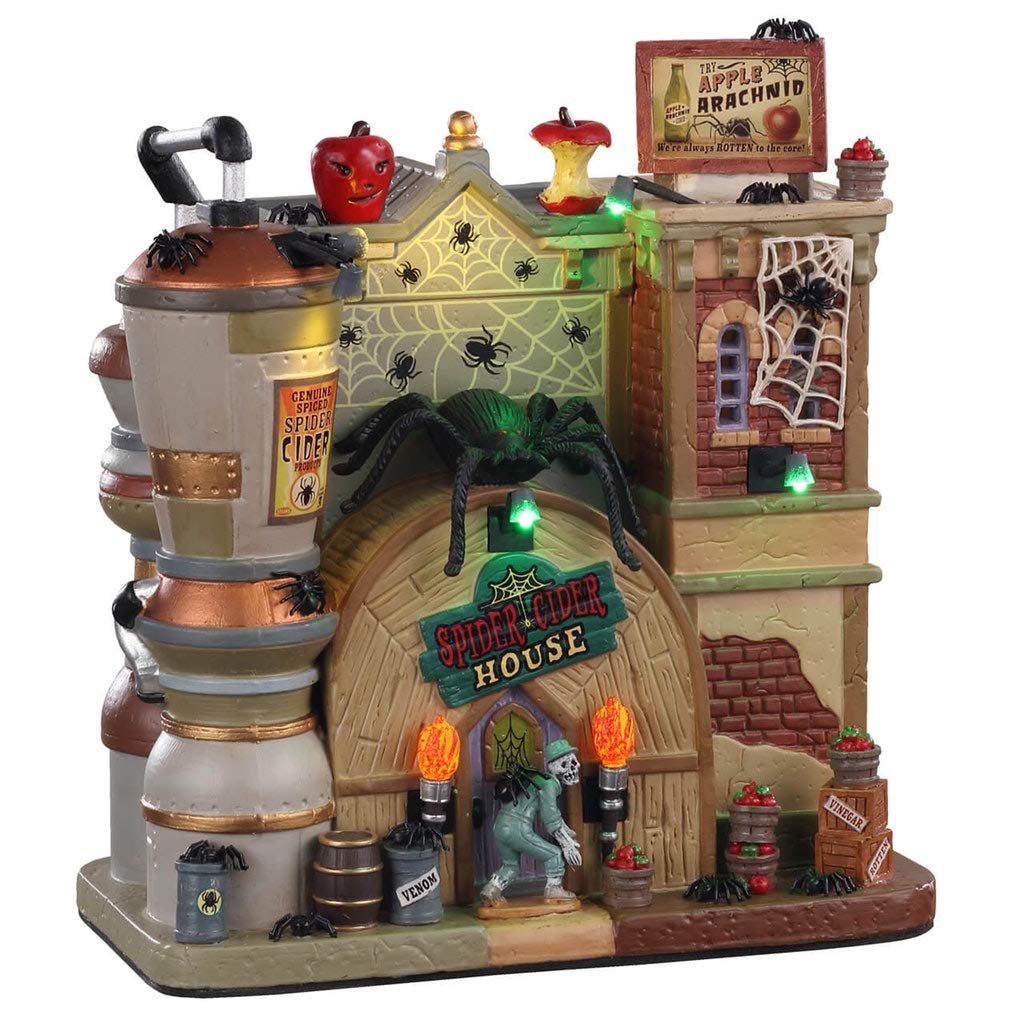 Lemax Village Collection Spider Cider House #05606 - Halloween Decor, Miniature Haunted House for Spooky Village Displays & Collectibles