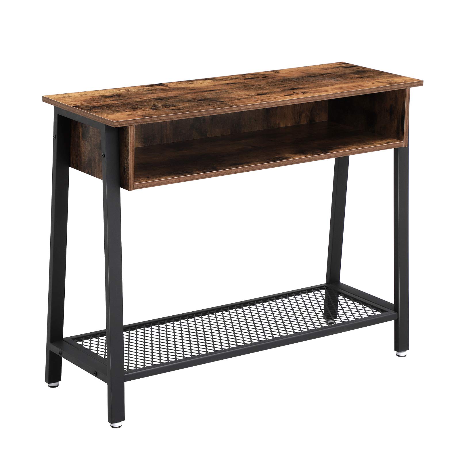 VASAGLE Industrial Sofa Table - 40 Inch Console Table with Mesh Shelf & Storage Rack, Entryway Table for Living Room, Office, Hallway - Sturdy Metal Frame - Perfect for Small Spaces, Behind Sofa or as Entry Table