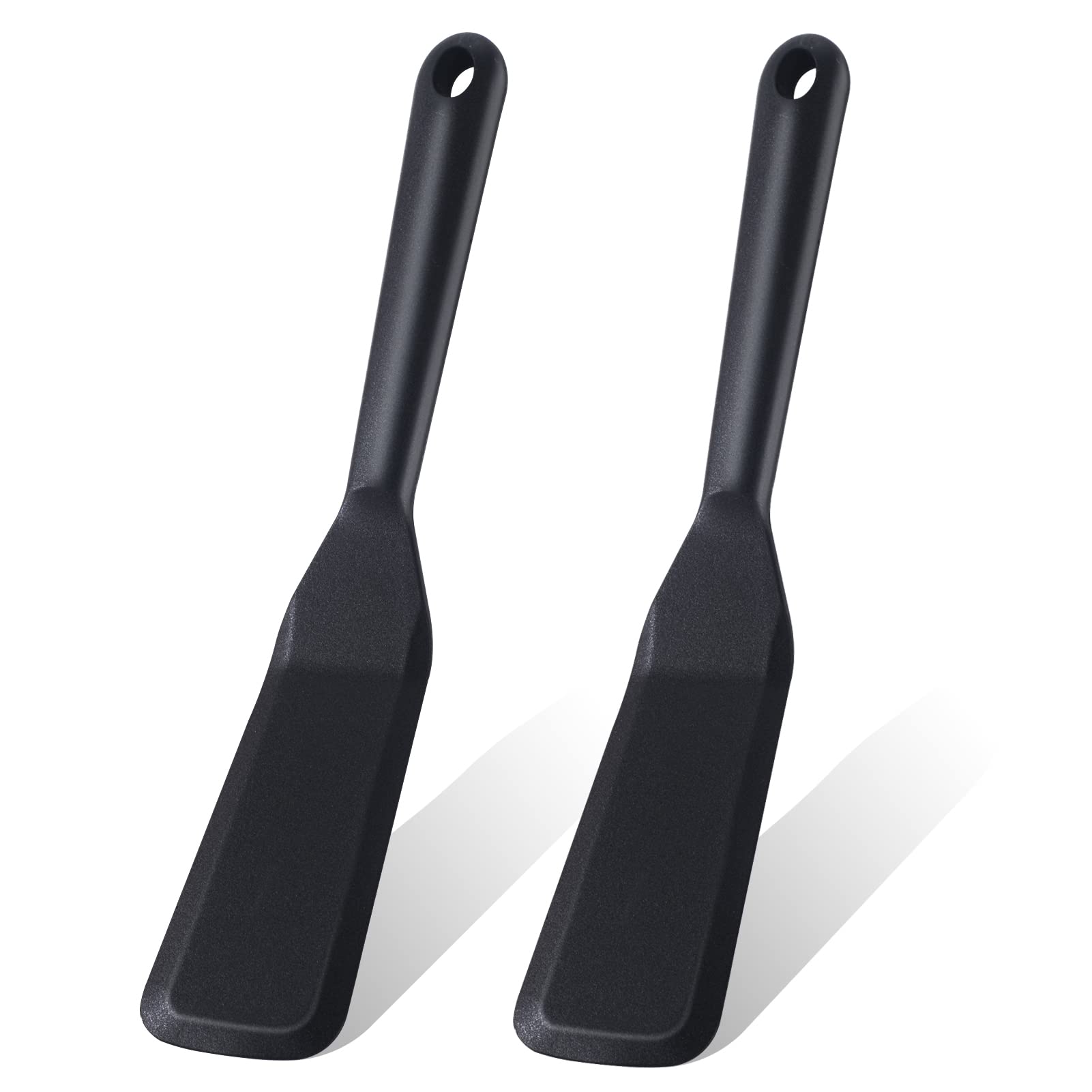 2-Pack Heat-Resistant Silicone Thin Spatula Set - Nonstick Omelet Turner, Pancake & Crepe Spatula for Cooking Eggs, Cakes, Pizza & Steak - Perfect for Nonstick Cookware, Baking & Breakfast Prep (Black)