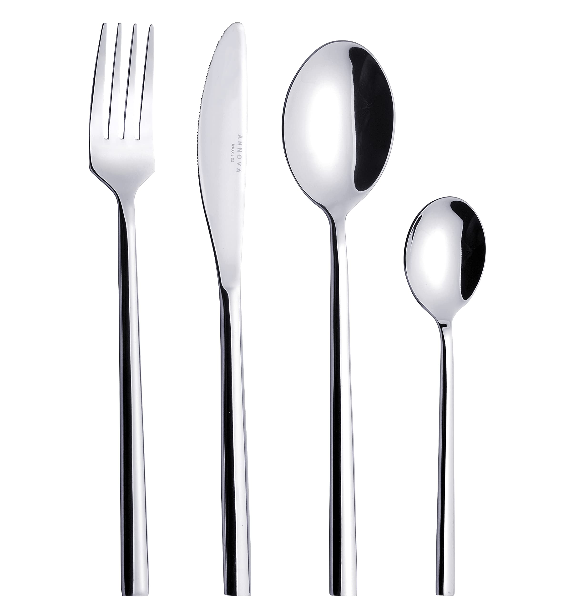Annova 24-Piece Stainless Steel Flatware Set - Premium Forged Silverware (6 Dinner Forks, 6 Knives, 6 Spoons, 6 Teaspoons) - Service for 6 - Perfect for Dinner Parties, Weddings & Everyday Dining