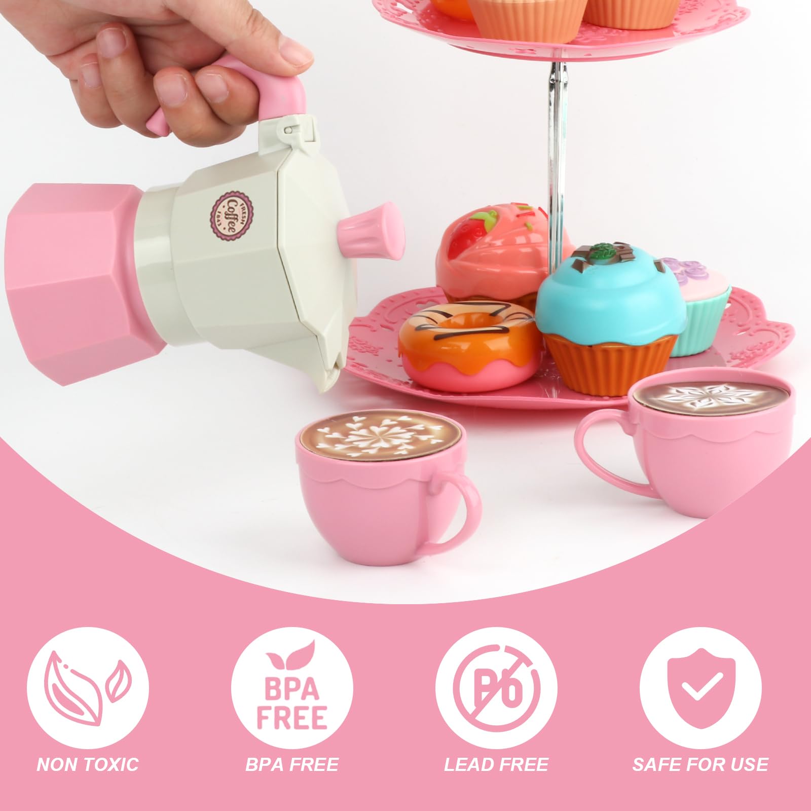 Pretend Play Tea Set for Kids - Toddler Tea Party Toys for 3-6 Year Olds, Perfect for Birthday Gifts & Role Play