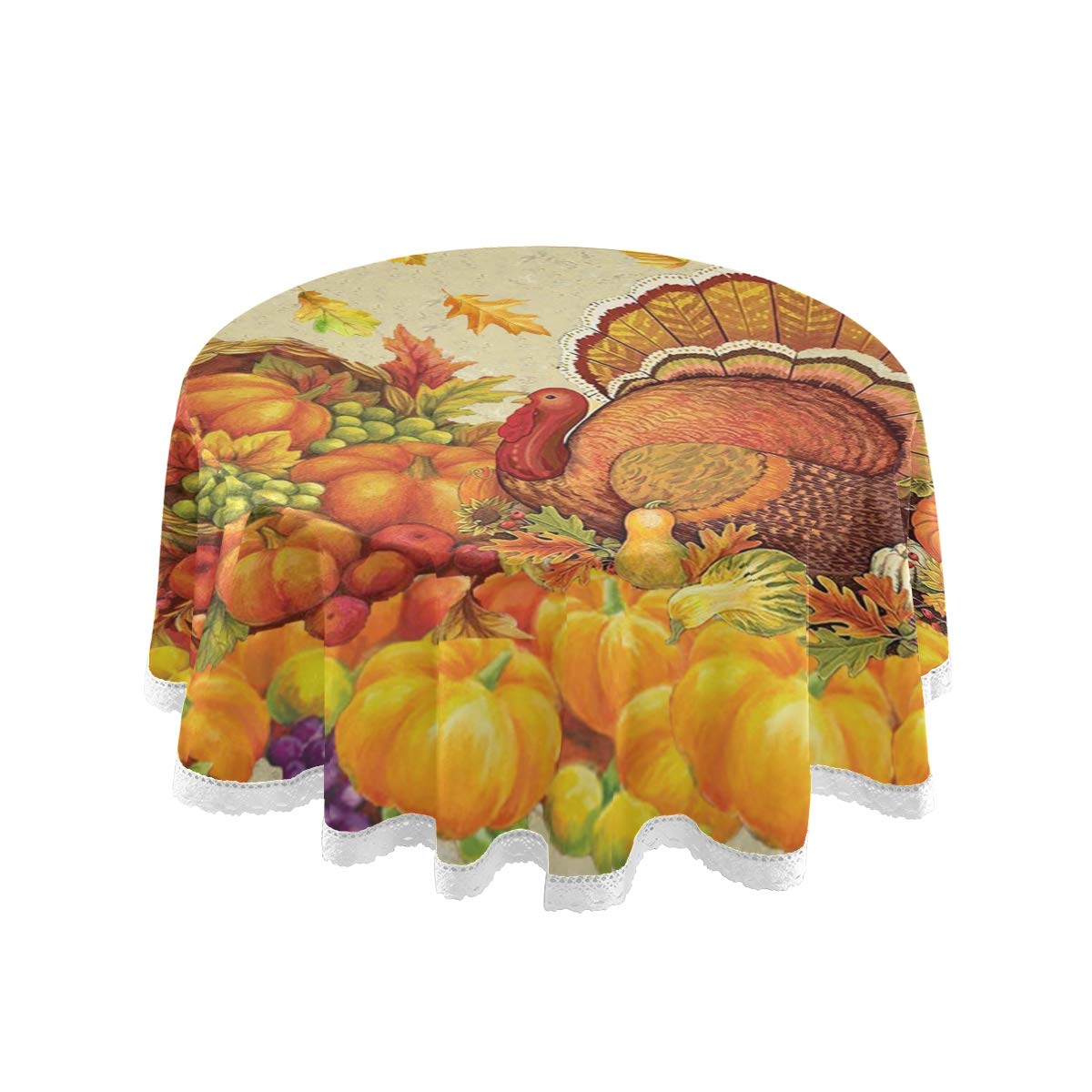 Happy Thanksgiving Pumpkin Round Tablecloth 60