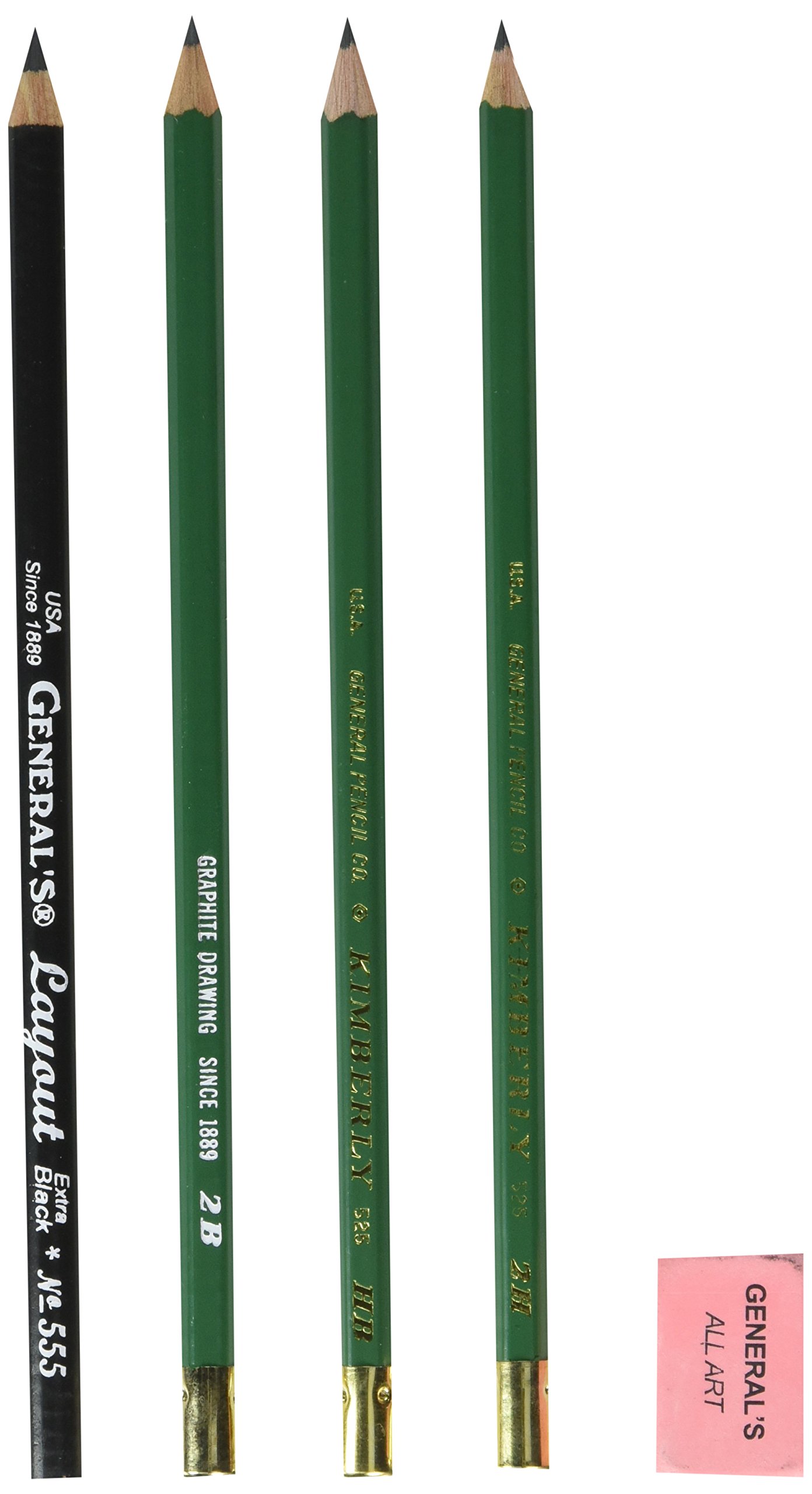 General Pencil 525BP General S Draw Pencil 4-Piece Kit - Multicolor Art Supplies for Sketching, Drawing & Shading - Perfect for Artists, Students & Professionals