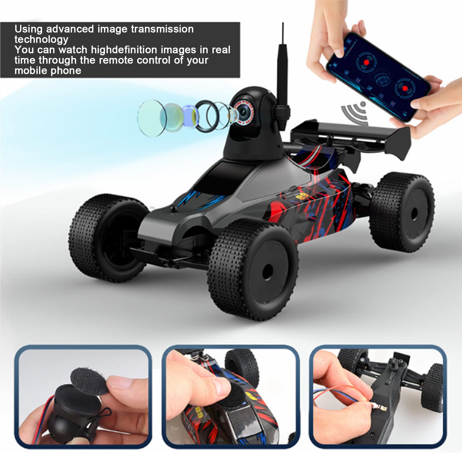 SUNGOOYUE 720P HD WiFi Camera for RC Cars - Adjustable Angle, Compatible with F3 F4 1:24 RC Models - Perfect for Hiking, Traveling & Outdoor Adventures