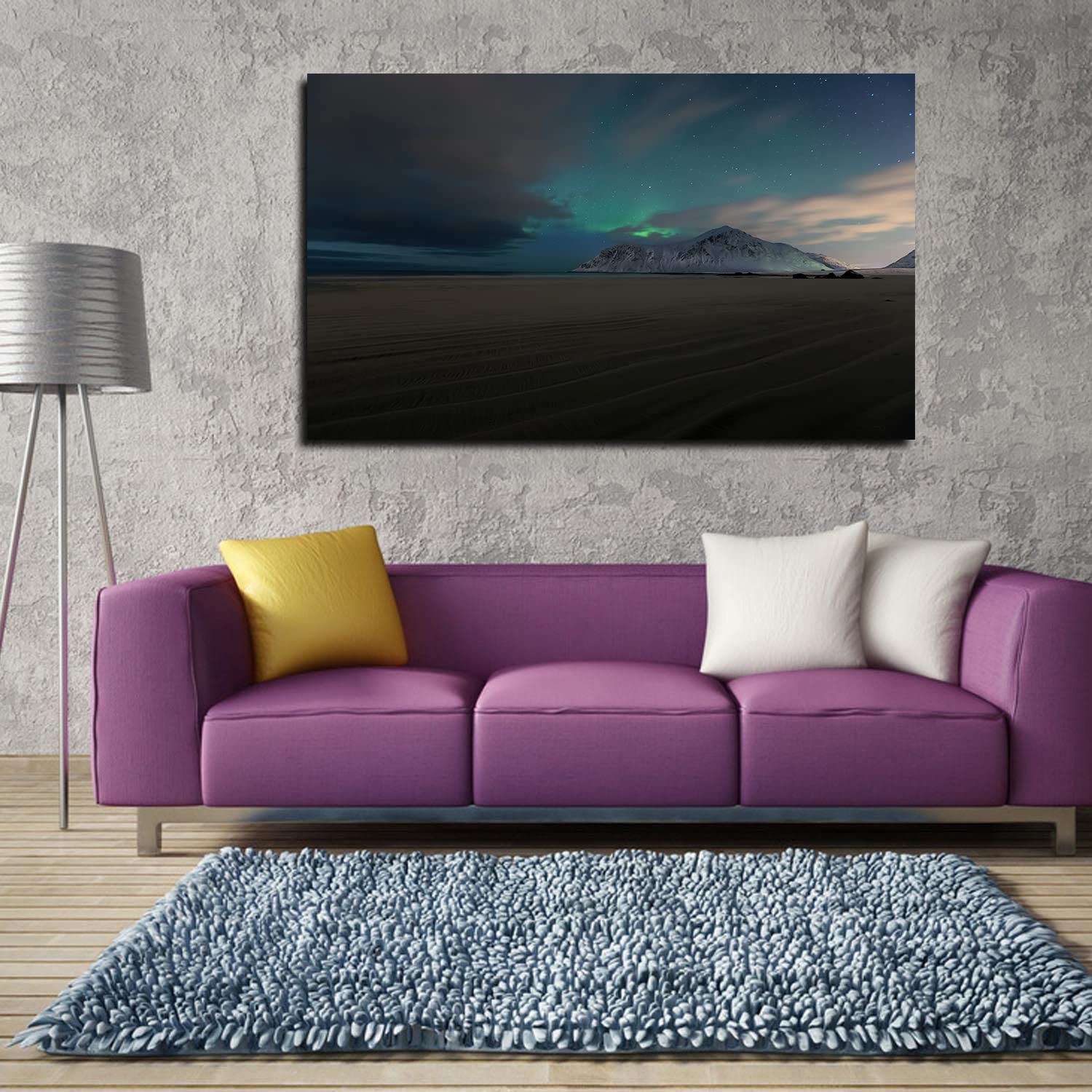 Stunning Aurora Borealis Canvas Wall Art - Northern Lights Framed Painting for Home, Office, Bedroom & Living Room Decor | Ready to Hang | Perfect for Nature Lovers & Cozy Winter Nights