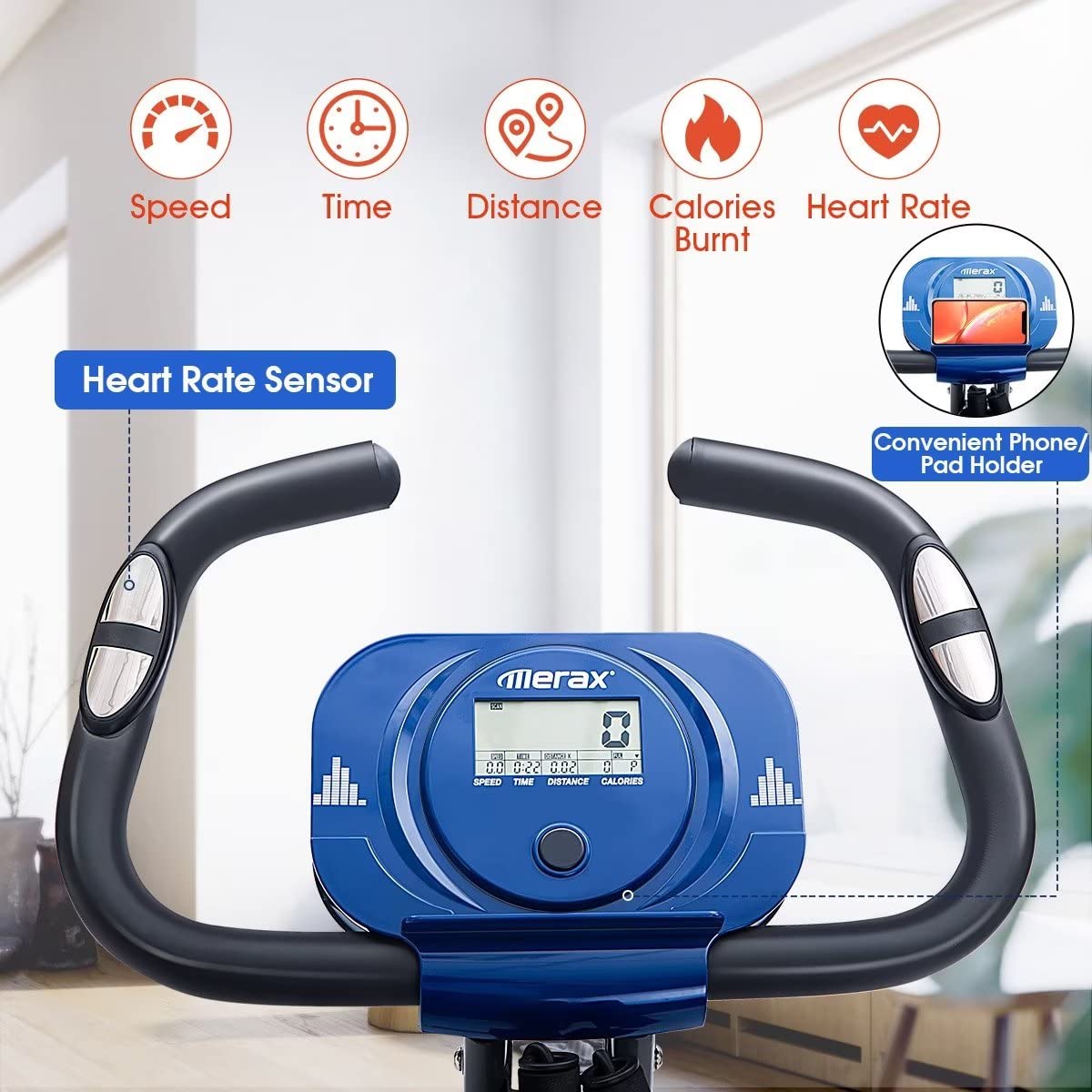 Merax Foldable Exercise Bike - 3-in-1 Magnetic Stationary Bike with 16-Level Resistance, 300LB Capacity for Home Workout | Perfect for Indoor Cycling, Cardio Training & Small Spaces