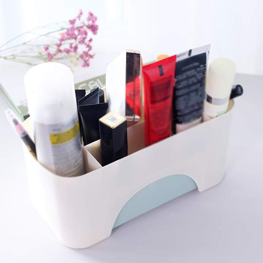 Gallity Plastic Desktop Storage Box with 3 Drawers - Office Organizer for Supplies, Toiletries, Crafts & Jewelry | Makeup Cosmetics Organizer Container | Perfect for Home Office, Bathroom & Vanity (Blue)