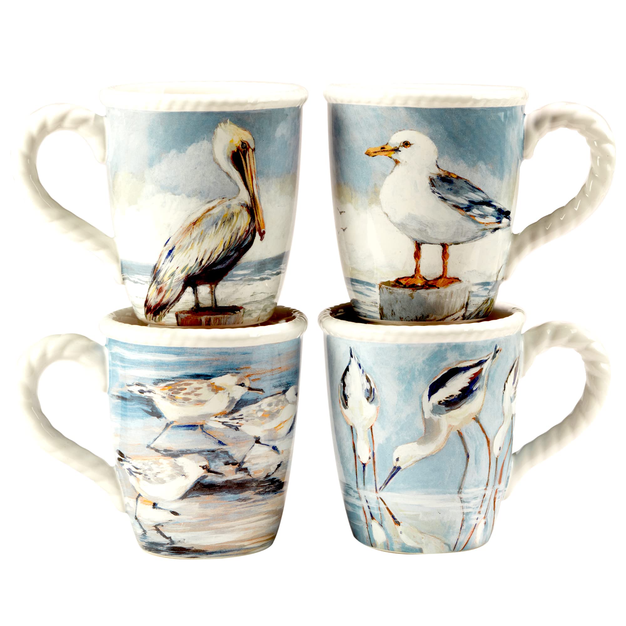 Certified International Shorebirds 16-Piece Dinnerware Set - Service for 4 - Multicolor Plates, Bowls & Mugs - Elegant Dinnerware for Family Meals, Holiday Gatherings & Restaurant Use