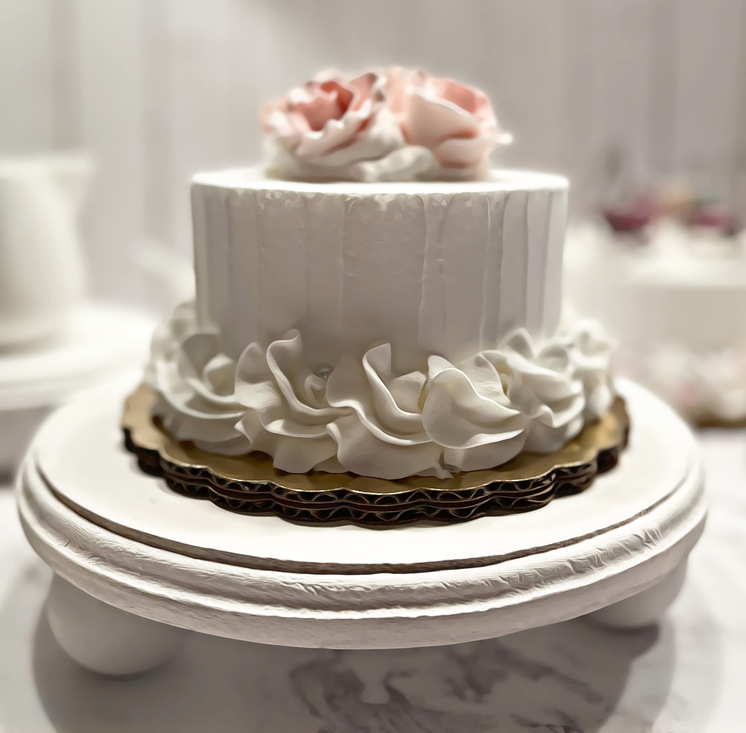 Realistic Fake Wedding Cake - Pink Artificial Cake Display for Decorations | Fake Cupcakes & Cake Toppers | Perfect for Wedding, Party & Dessert Table Displays