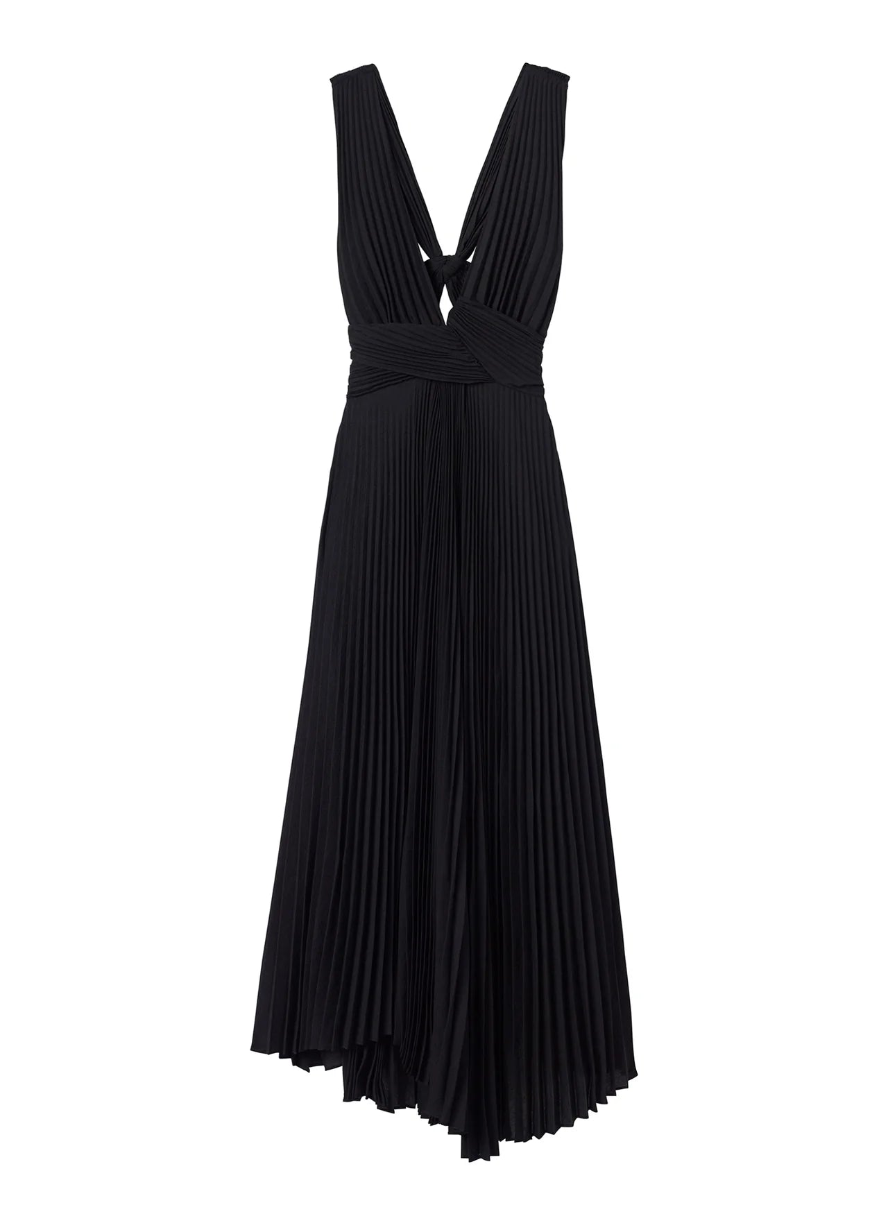 Everly Pleated Midi Dress for Women - Elegant Black Flowy Skirt Dress for Office, Party & Special Occasions