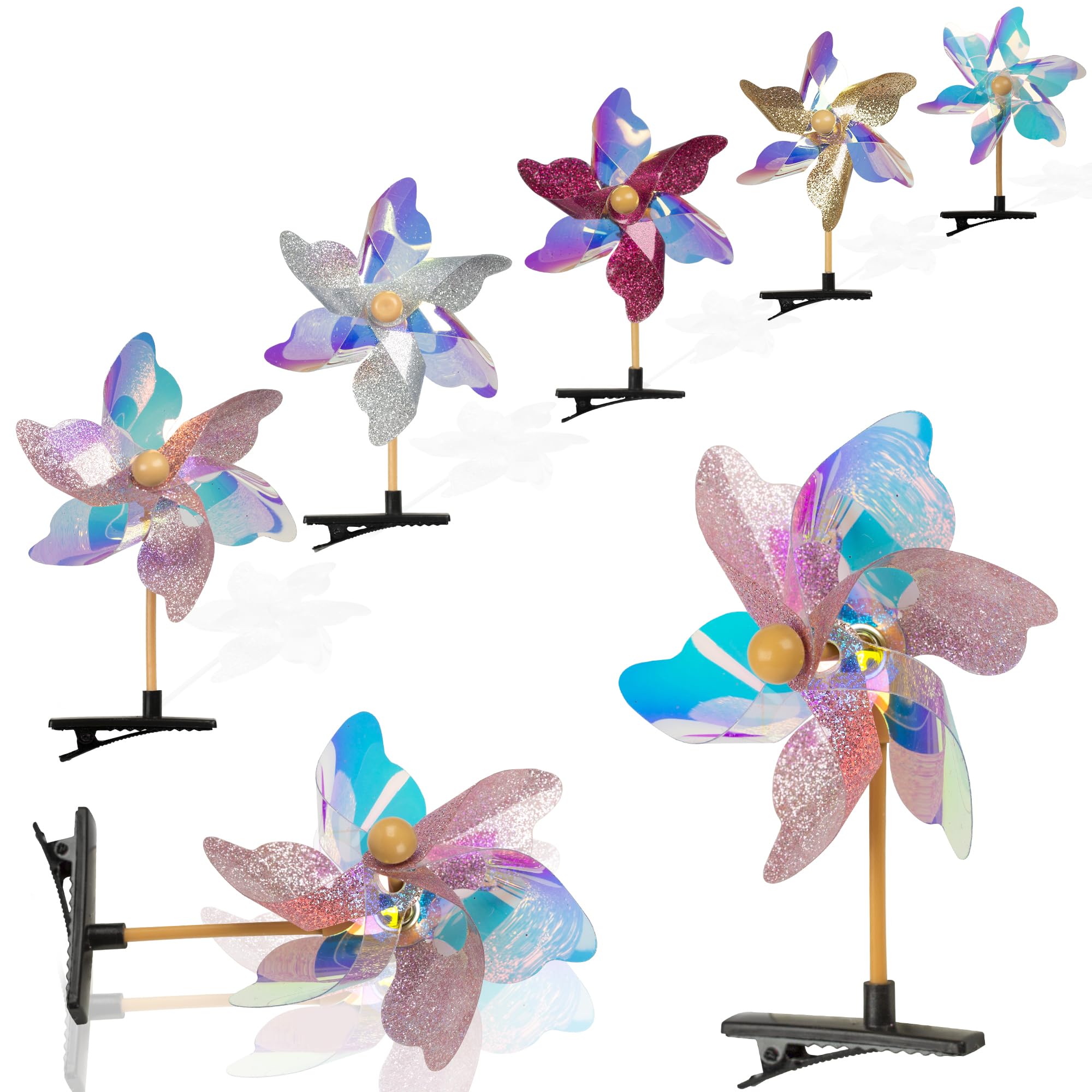30PCS Sequin Pinwheel Hair Clips for Girls - Cute Windmill Hair Barrettes with Spinning Alligator Clips - Perfect for Parties, School, and Everyday Hair Styling Accessories