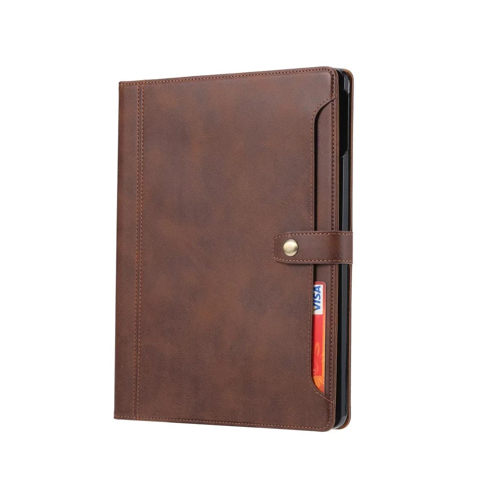 Premium Genuine Leather iPad Folio Case - Slim Protective Cover for iPad Pro/Air/Mini - Perfect for Work, Travel & Business Meetings
