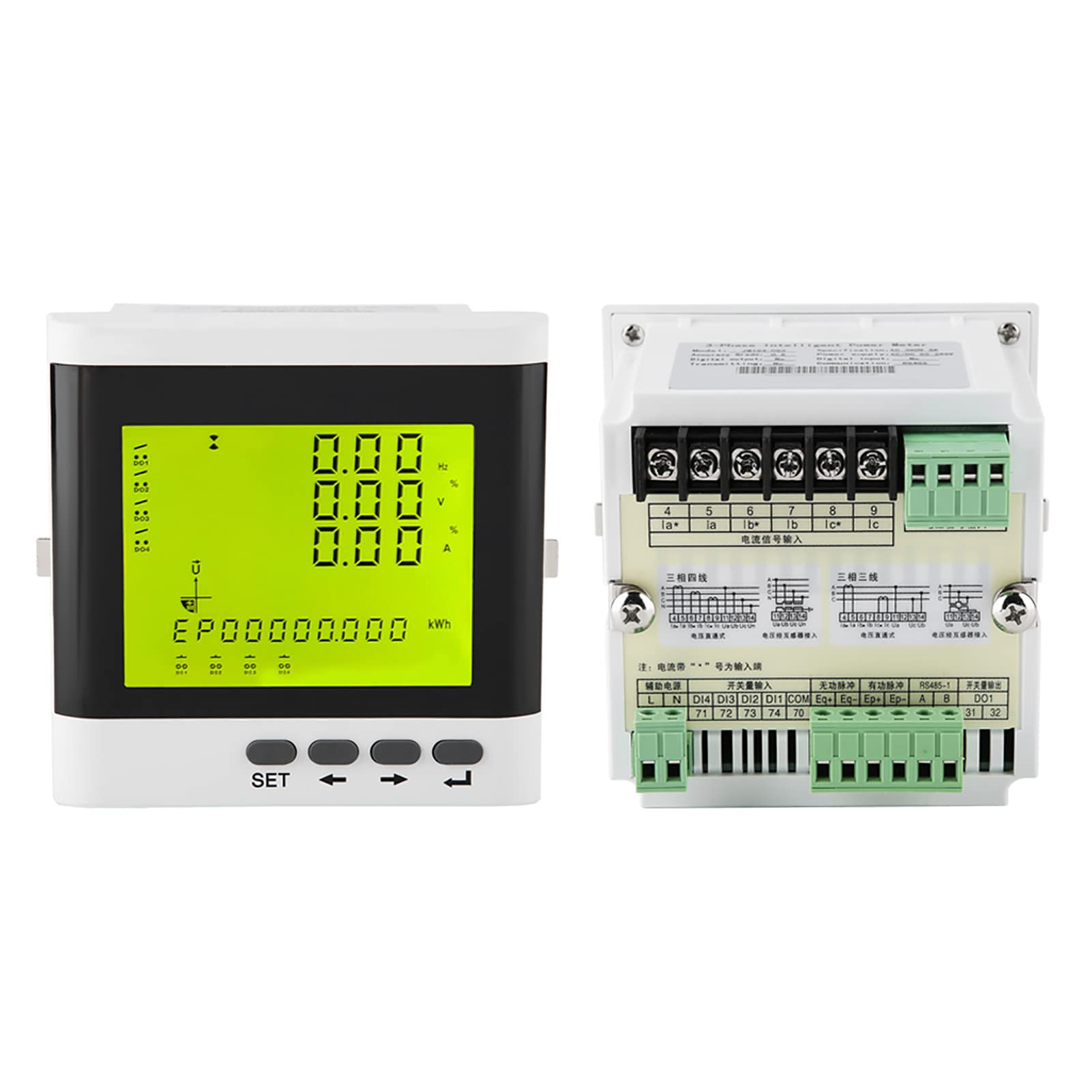 Oumefar High Precision Digital LED 3 Phase Power Meter - Programmable Watt, Volt, Amp Energy Monitor with LCD Display for Industrial & Home Electrical Systems - Perfect for Solar Panels, Generators, and Power Distribution Monitoring