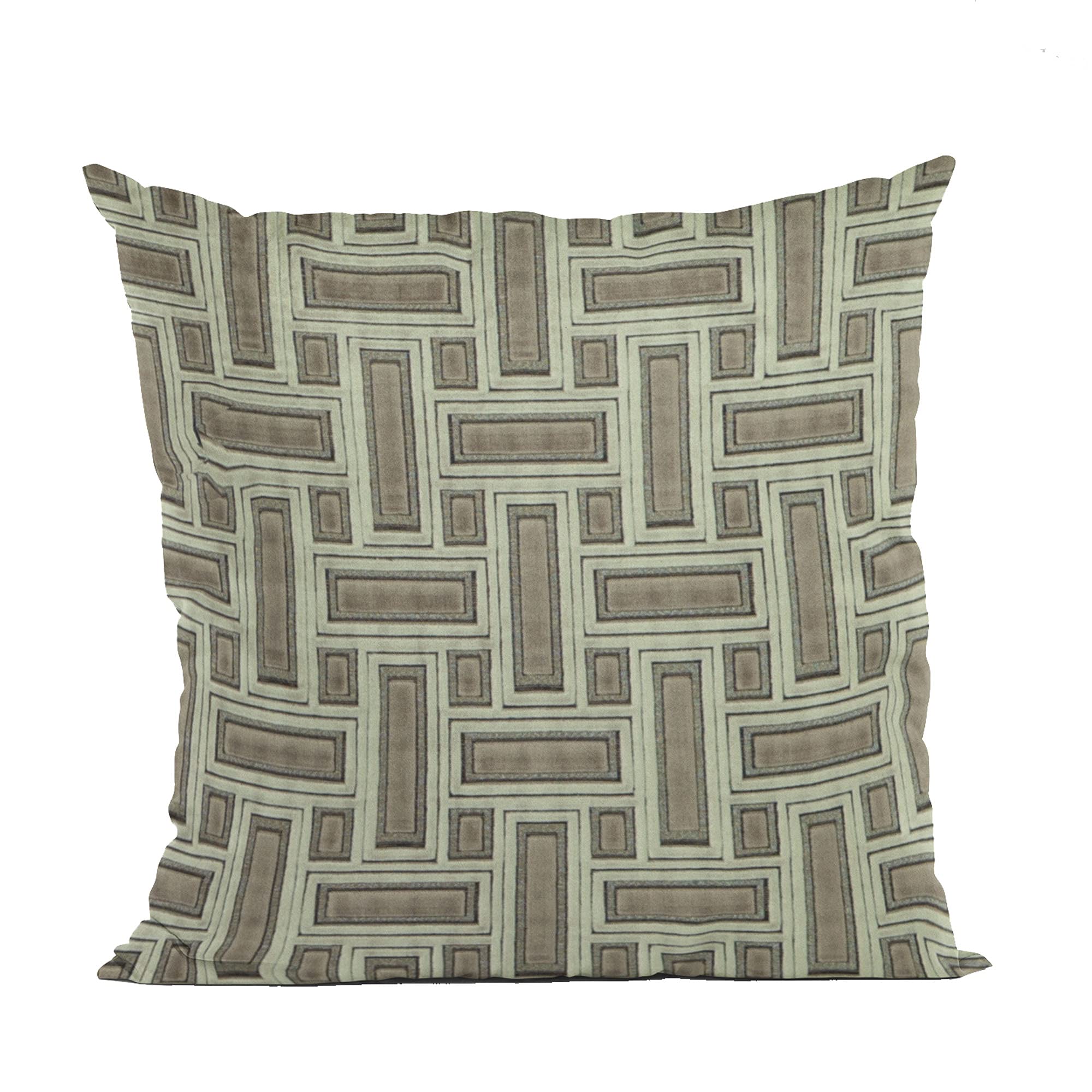 Luxury Plutus Truffle Stony Cut Velvet Throw Pillow 16x16 Inches - Double Sided Brown Decorative Cushion with Sparkle Accents for Sofa, Bedroom & Living Room Decor