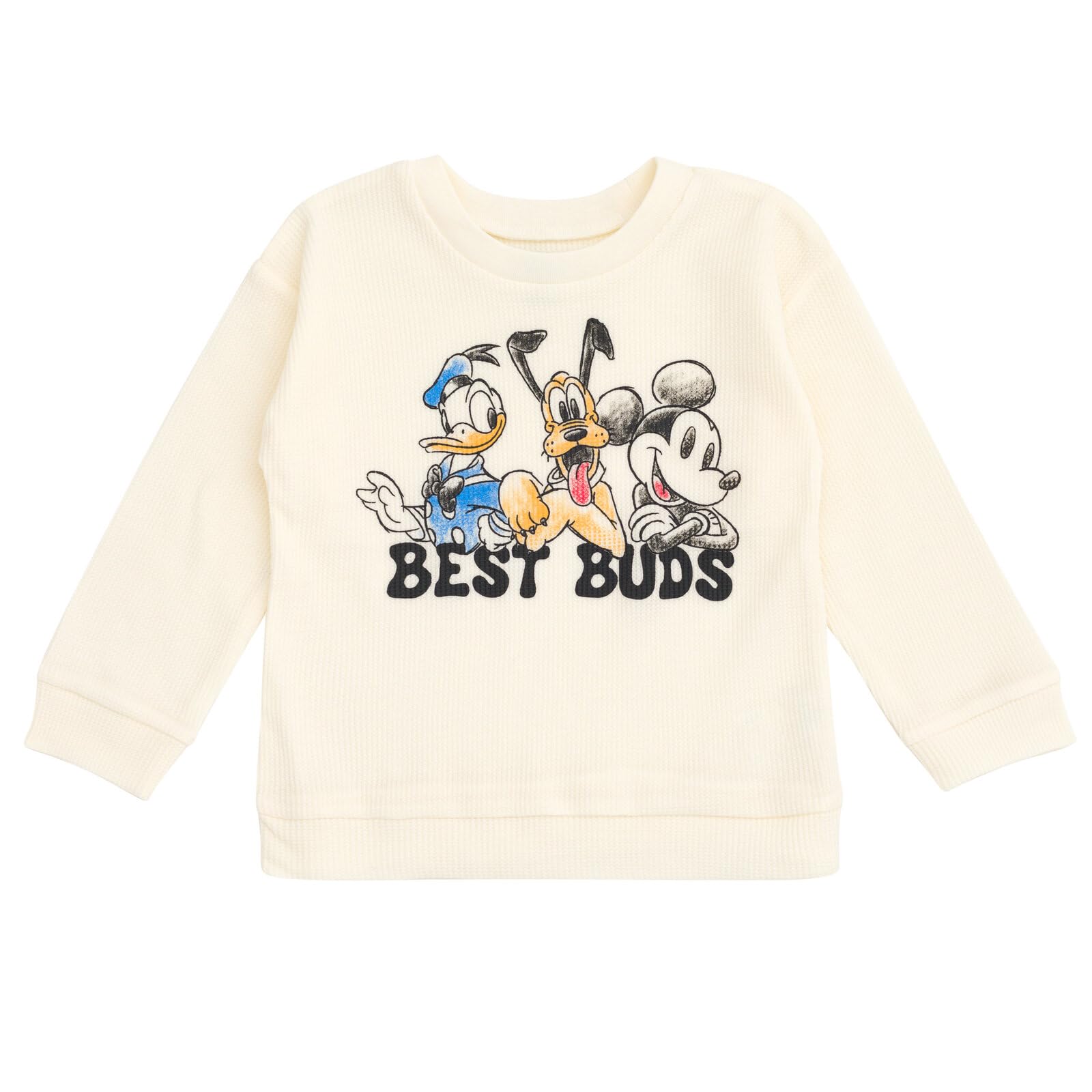 Disney Waffle Knit Pullover Sweatshirt & Jogger Pants Outfit Set for Newborn to Kids (0-3M-5T) - Cozy Matching Lounge Wear for Playdates & Family Outings